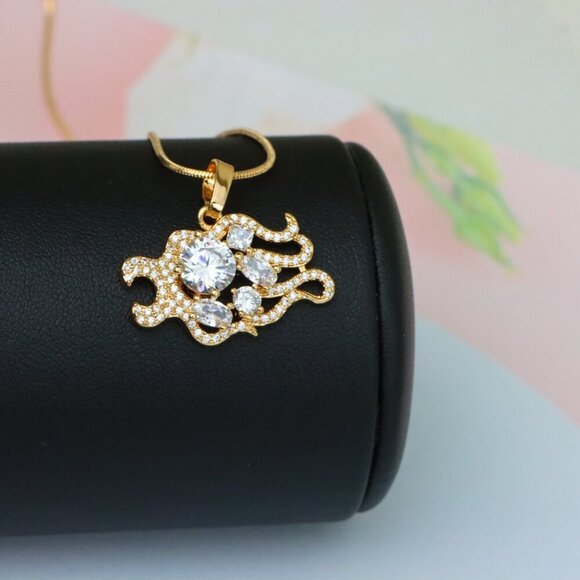 "Rose Gold Sparkling Mermaid Tail Pendant with White CZ Crystals, XPPT1539 - Picture 5 of 13